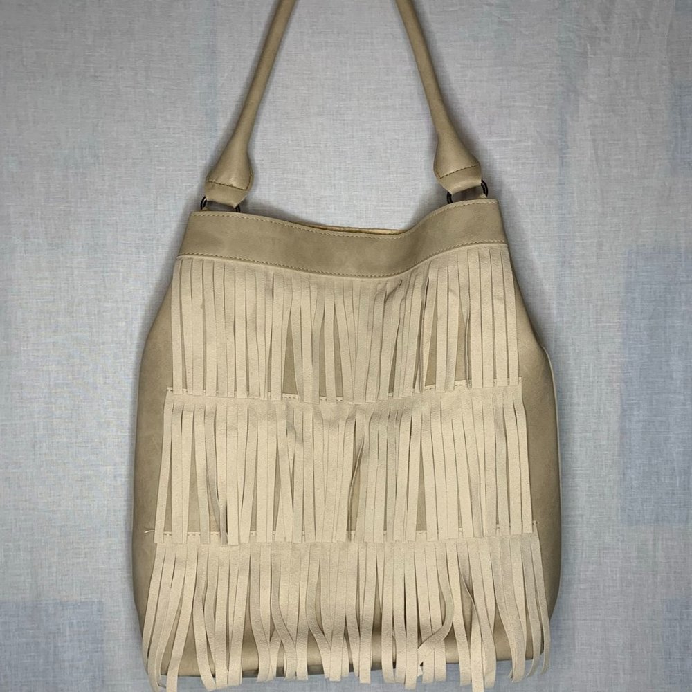 Tan Suede Shabby Chic Tassel Tote NWOT